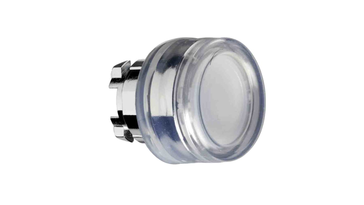Attuatore pulsante instabile Schneider Electric Harmony XB4, testa bianca, diametro foro 22mm, progettato per applicazioni alimentari e sanitarie.