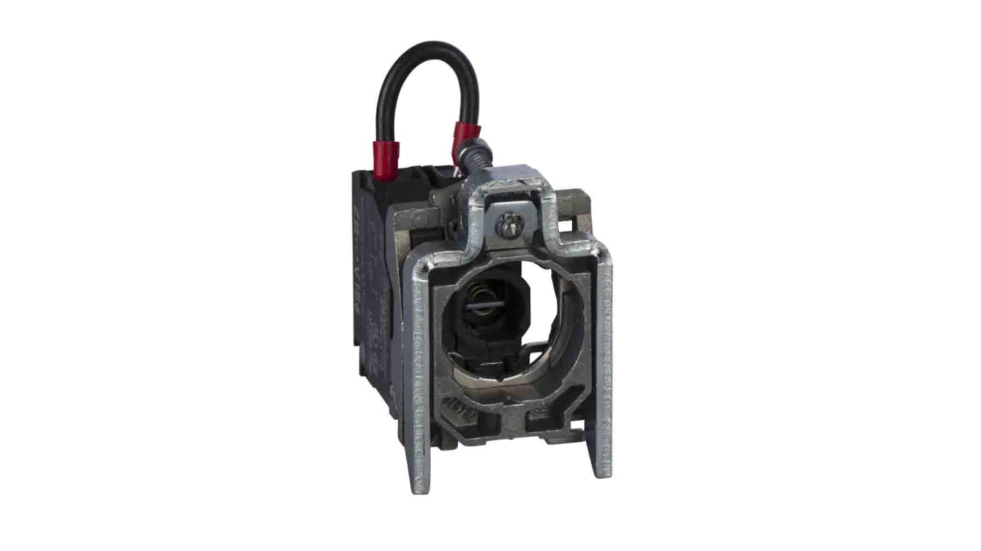 Blocco contatti luminoso Schneider Electric ZB4BV156, 250V, corpo in metallo, compatibile con raccordo BA9s, funzione a 3 terminali.