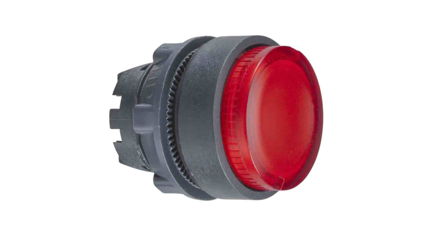 Attuatore pulsante Mantenuto Schneider Electric ZB5AH43, testa rossa illuminata, diametro foro 22 mm, assemblaggio a innesto.