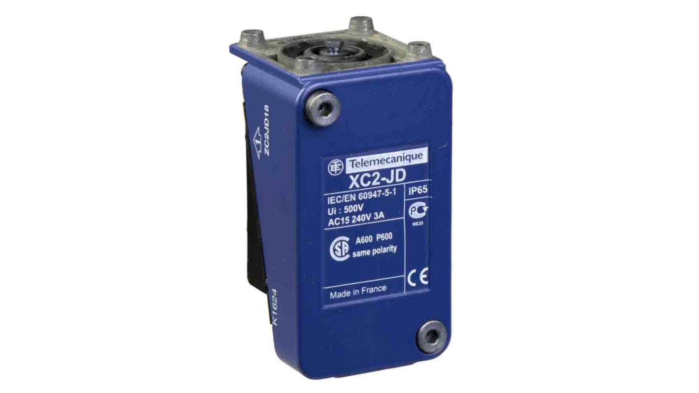 Interruttore di fine corsa Telemecanique Sensors ZC2JD18, corpo metallico, 1CO, IP65, 240V, 10A, azione rapida, adatto per atmosfere esplosive.