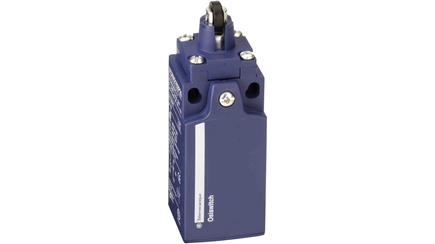 Interruttore di fine corsa a rullo Telemecanique Sensors XCKN2103P20, 1NC/1NA, protezione IP66/IP67, corrente massima 10A.