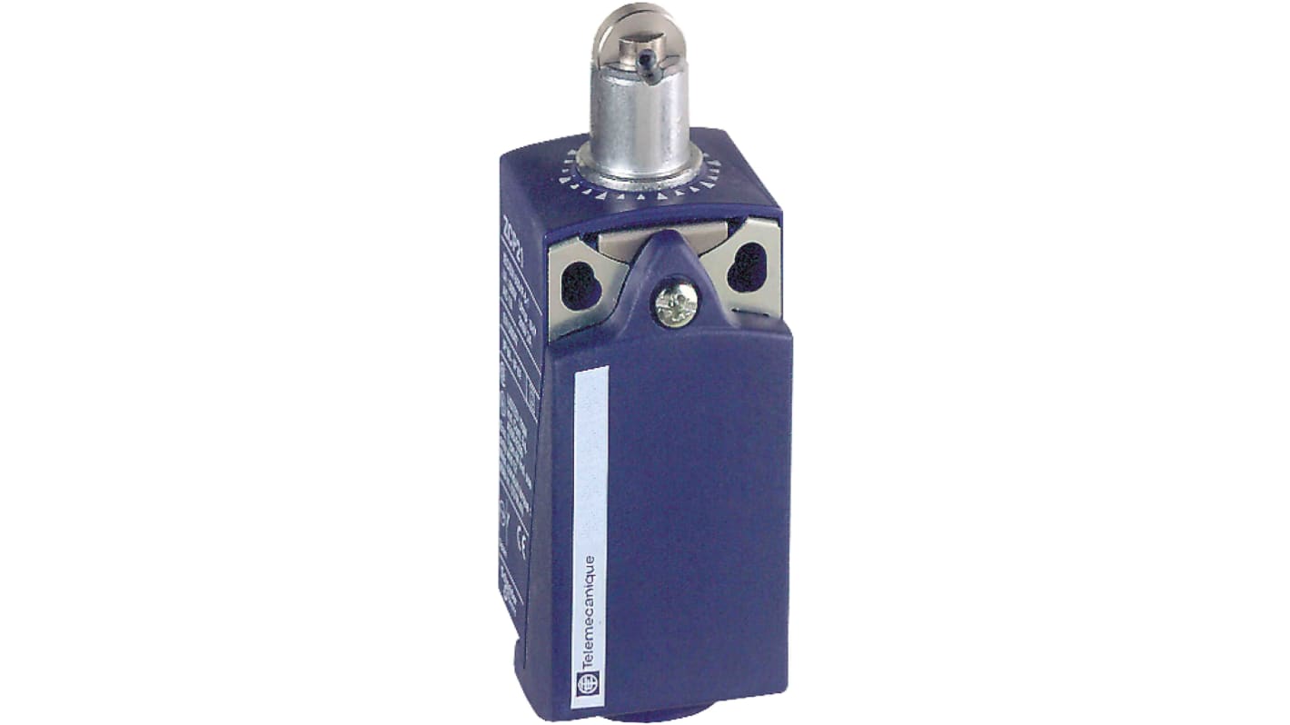 Interruttore di fine corsa a rullo Telemecanique Sensors XCKP2502P16, 1NC/1NA, IP66/IP67, corrente massima 10A.