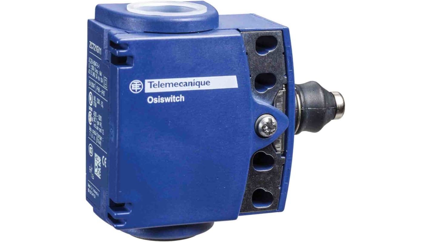 Interruttore di fine corsa Telemecanique Sensors XCKT2111G11, stantuffo, 1NC/1NA, IP66/IP67, 10A, custodia plastica.
