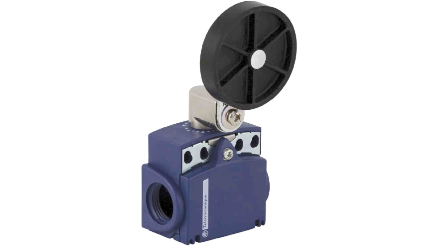 Interruttore di fine corsa a rullo Telemecanique Sensors XCKT2139G11, 1NC/1NA, IP66/IP67, custodia plastica, corrente max 10A.