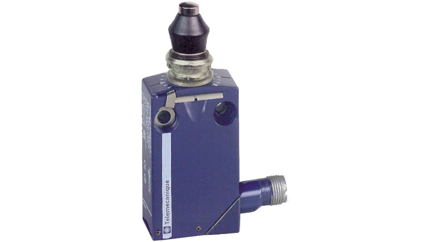Interruttore di fine corsa Telemecanique Sensors XCMD2111M12, stantuffo, 1CO, IP66/IP67, corrente max 4A, custodia plastica.