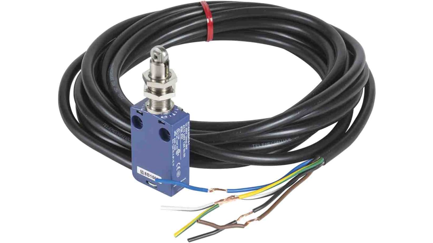 Interruttore di fine corsa a rullo Telemecanique Sensors XCMD21F2L3, 1NC/1NA, IP66/IP67, corrente massima 6A.
