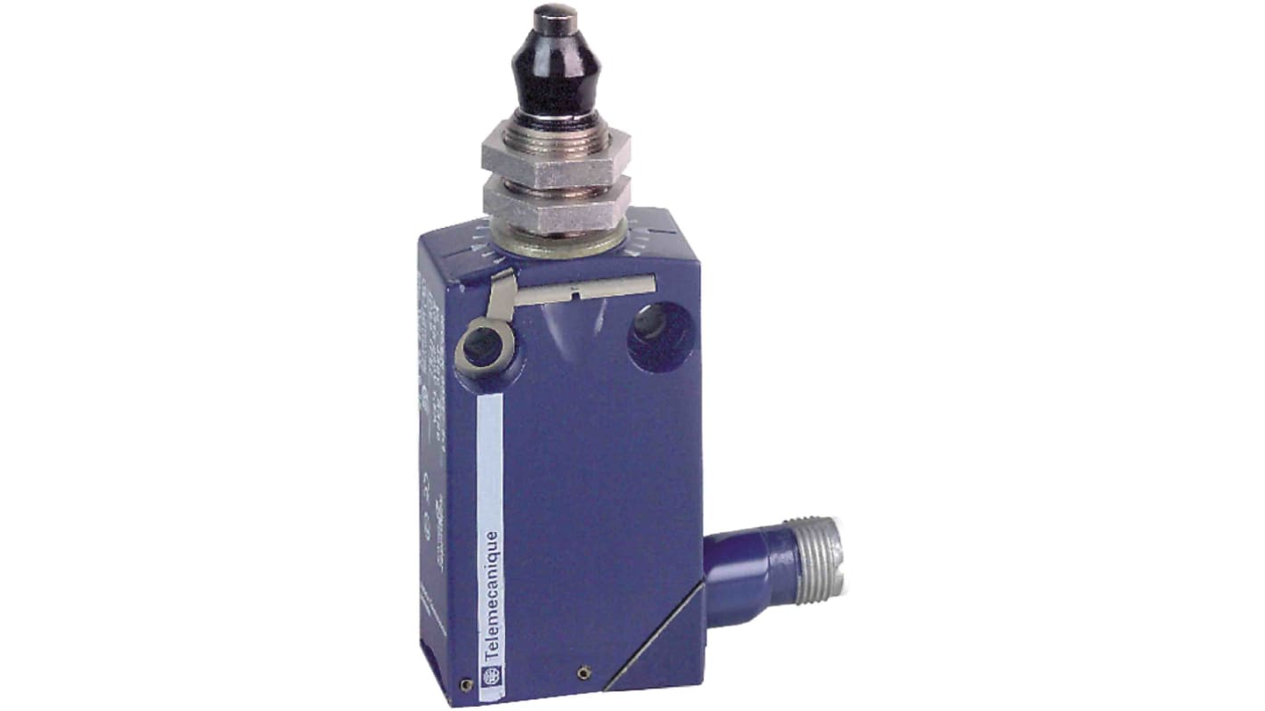 Interruttore di fine corsa a rullo Telemecanique Sensors XCMD21G1M12, 1CO, IP66/IP67, corrente massima 3A, custodia in plastica.