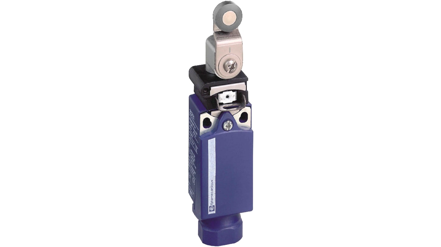 Interruttore di fine corsa a rullo Telemecanique Sensors XCPR2119P20, 1NC/1NA, IP66/IP67, 10A, custodia in plastica.