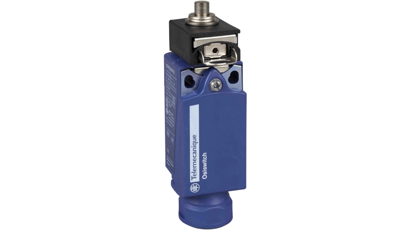 Interruttore di fine corsa Telemecanique Sensors XCPR2510P20, stantuffo, 1NC/1NA, IP66/IP67, 10A, custodia plastica.