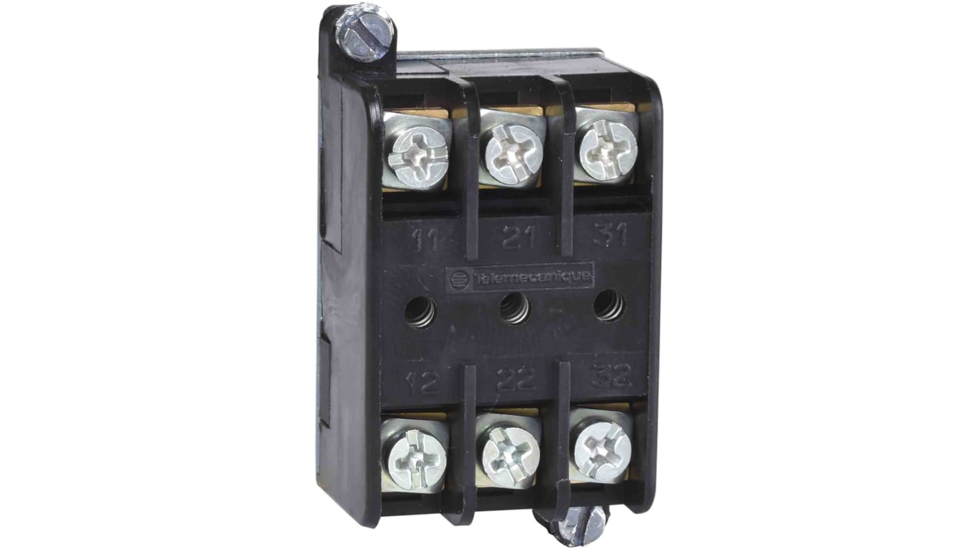 Blocco contatti Schneider Electric XENT1192, 3 poli NC, terminali a morsetto a vite, materiale argento, privo di mercurio.