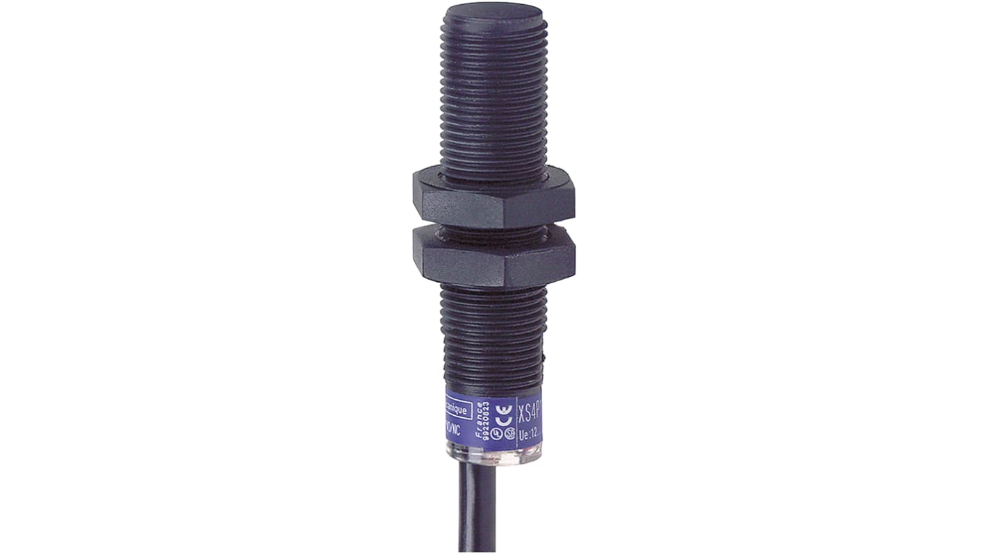 Sensore di prossimità cilindrico PNP Telemecanique Sensors XS4P12PA370L2, M12 x 1, rilevamento 4 mm, IP68, 50 mm di lunghezza.