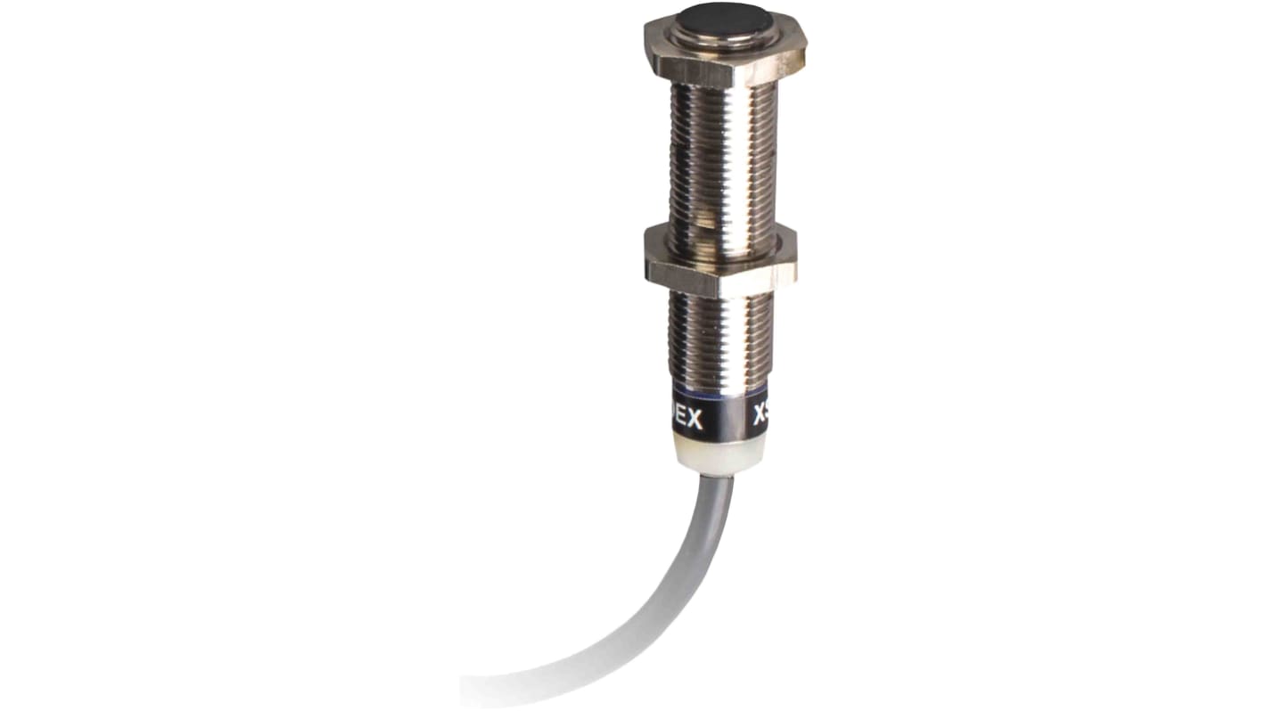 Sensore di prossimità cilindrico Telemecanique Sensors XS612B1PBL10EX, induttivo, rilevamento a 4 mm, alimentazione 48 V c.c., IP68.