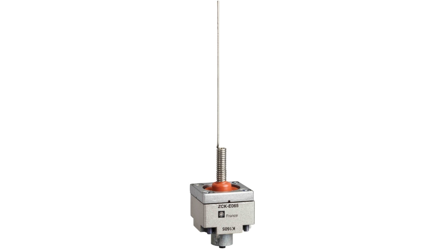 Testa con asta a molla Telemecanique Sensors ZCKE065 per interruttori di fine corsa, compatibile con XCKJ, materiale metallico, movimento multi-direzionale.