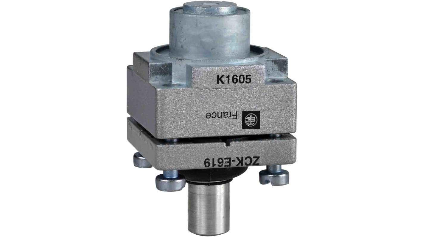 Interruttore di fine corsa Telemecanique Sensors ZCKE619, testa in metallo per applicazioni automatizzate, movimento lineare.