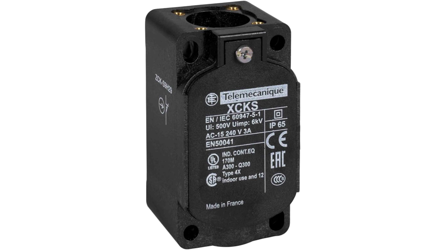 Interruttore di fine corsa rullo Telemecanique Sensors ZCKS9H29, 2NC, 10A, IP66/IP67, custodia plastica, contatti argentati.