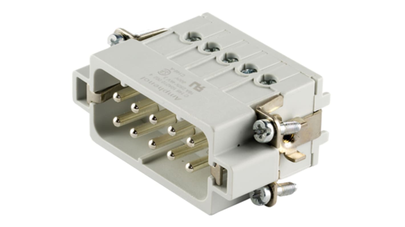 Modulo maschio Amphenol Industrial Heavy Mate C146, 10 posizioni, corrente 16 A, tensione 250 V, temperatura -40/+125 °C.