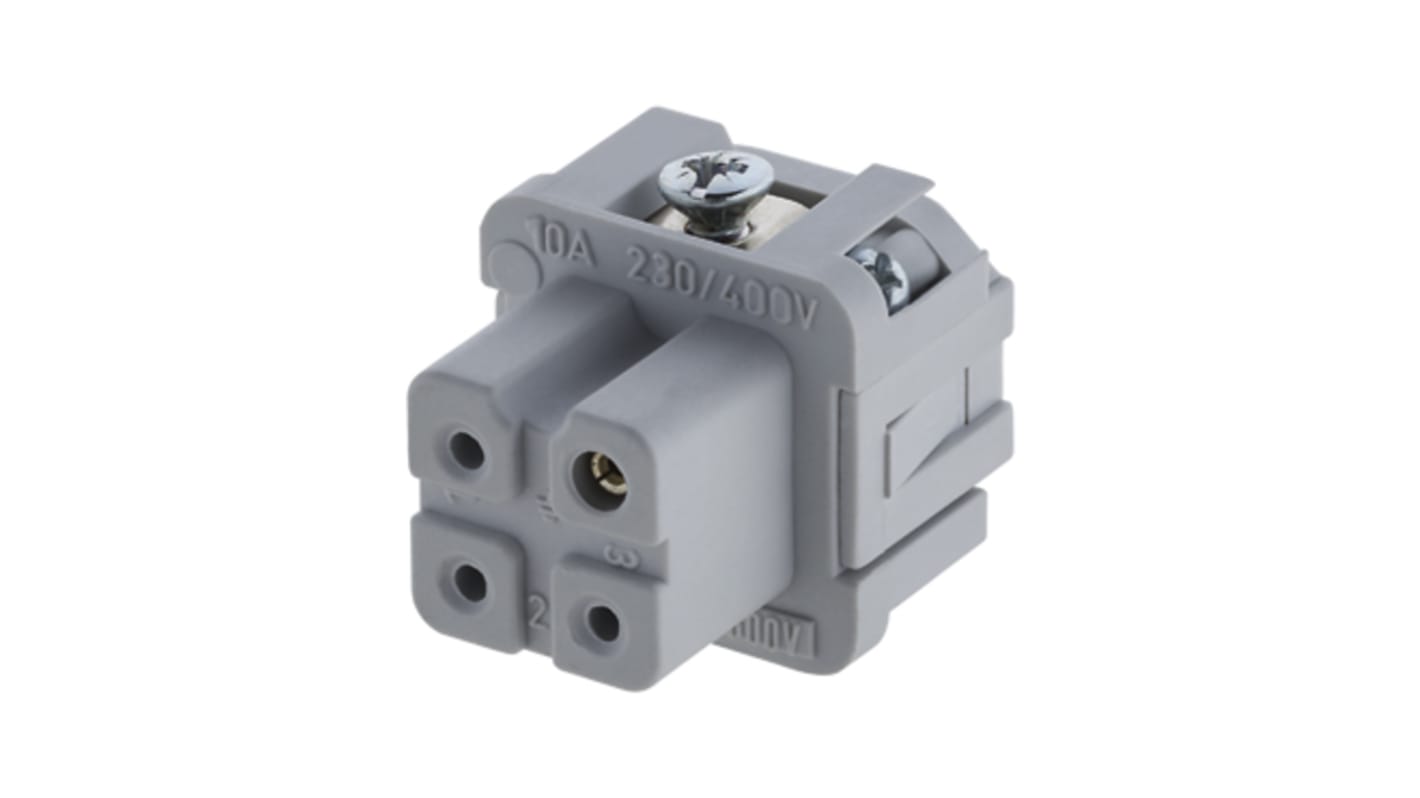 Inserto femmina Amphenol Industrial Heavy Mate C146, 3+PE vie, 16A, 400V, temperatura -40/+100°C. Compatibile con standard di terze parti.