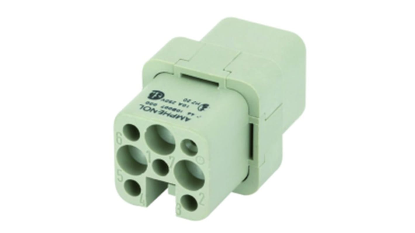 Inserto connettore femmina Amphenol Industrial Heavy Mate C146, 7 vie, 16 A, 250 V, -40/+125 °C, compatibile con standard di terze parti.