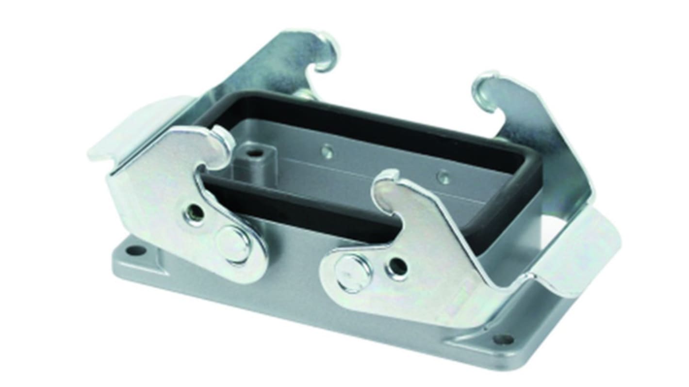 Contenitore per pannello Amphenol Industrial C146, dimensione E10, doppia leva, protezione IP65, adatto per installazioni industriali.