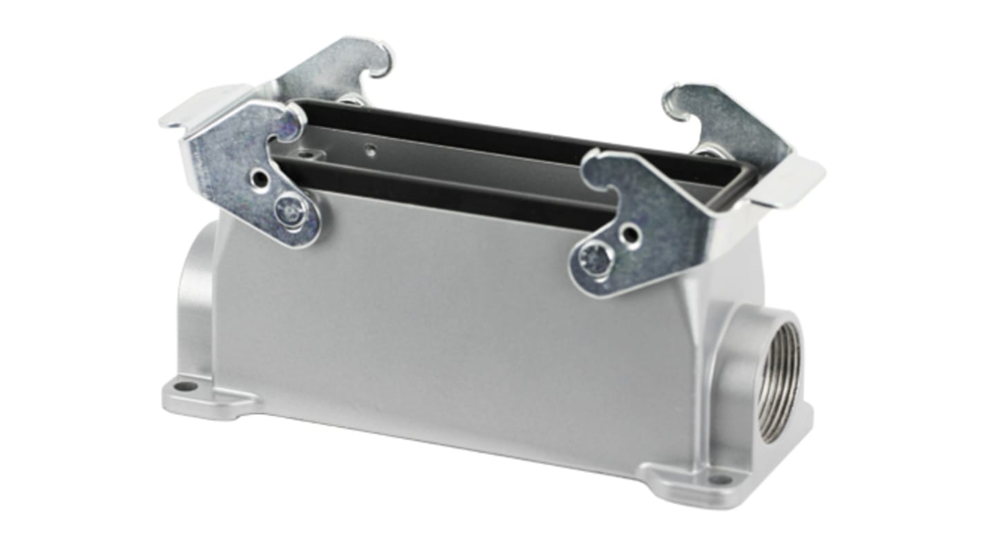 Contenitore Amphenol C146, formato polo 24P, IP65, doppia leva, progettato per ambienti industriali difficili.