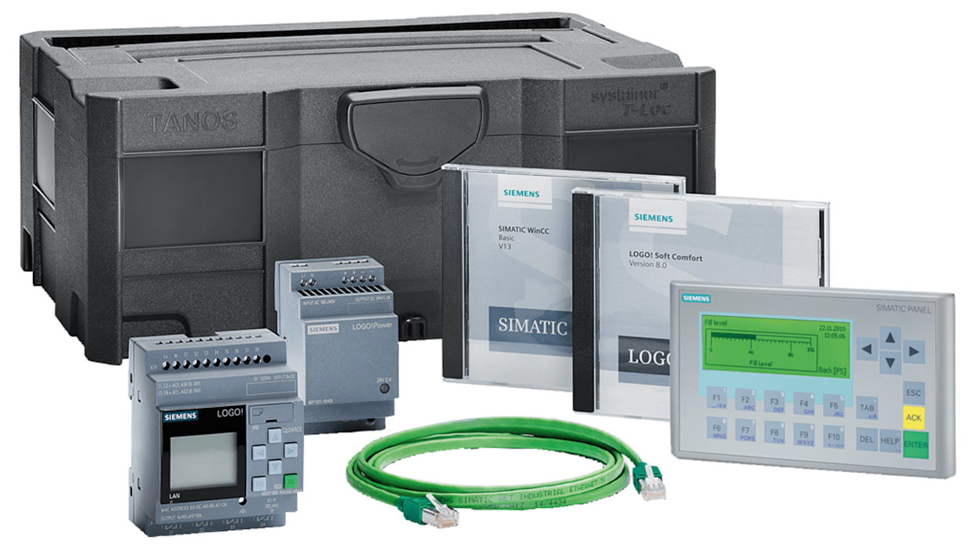 Starter kit PLC Siemens 6AV2132-0HA00-0AA1, 24 V c.c., otto ingressi digitali, interfacce Ethernet e PROFIBUS.