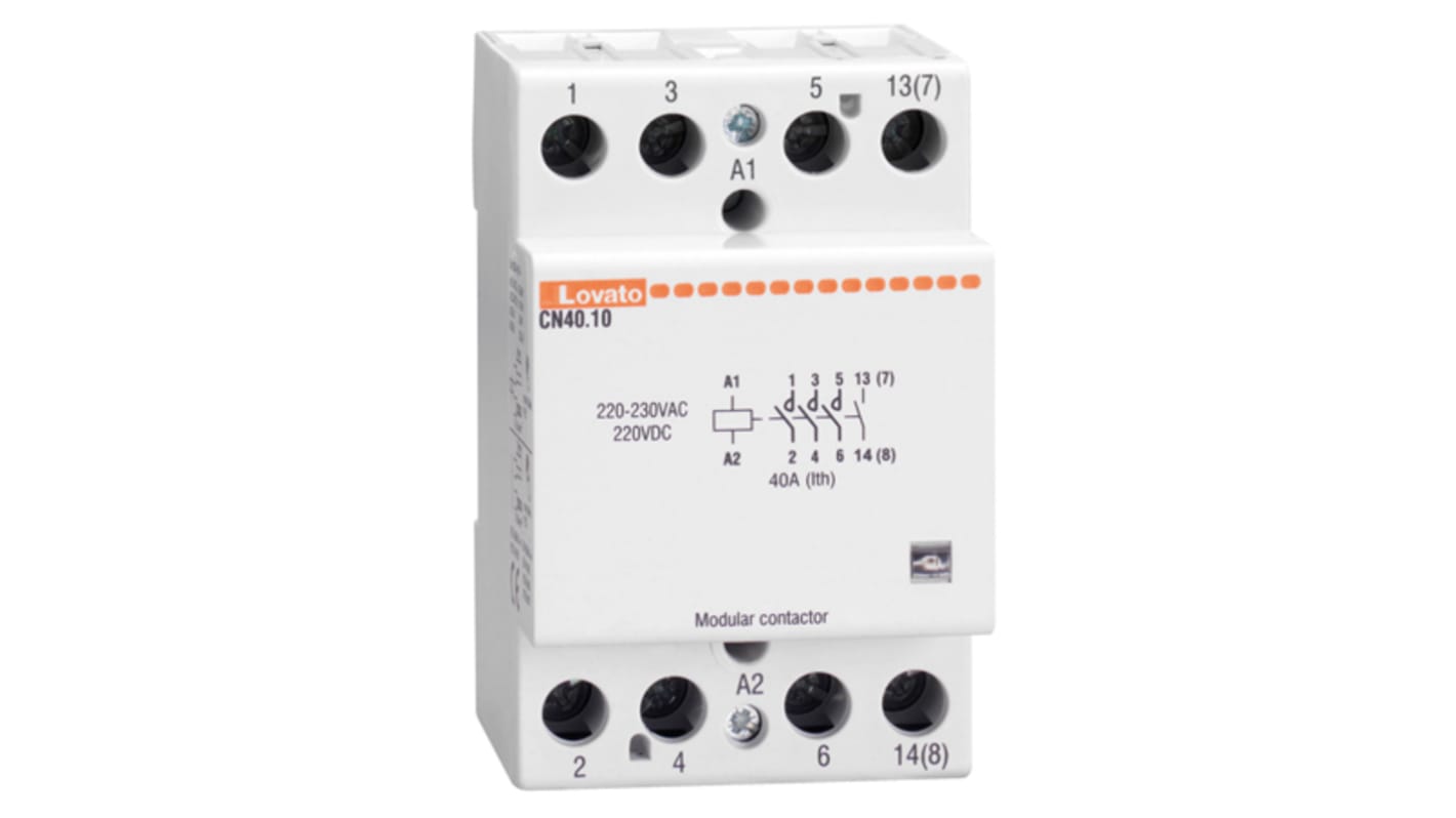 Contattore Lovato CN4001024, 3 poli, 40 A, 24 V, 1NC, per applicazioni industriali con elevata durata elettrica.