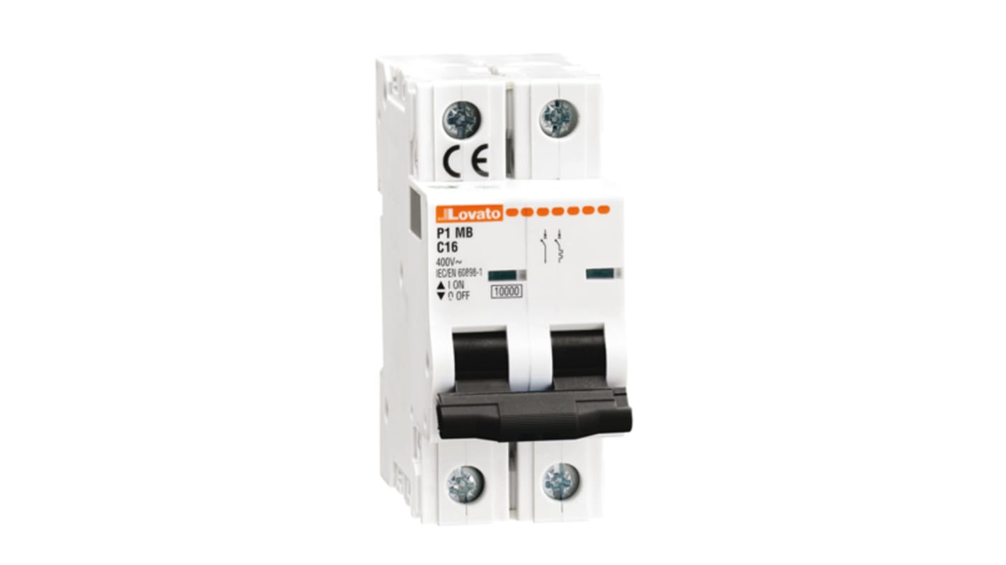 Interruttore magnetotermico Lovato 1P 32A, Tipo C, montaggio su guida DIN, serie P1, per protezione circuiti elettrici.