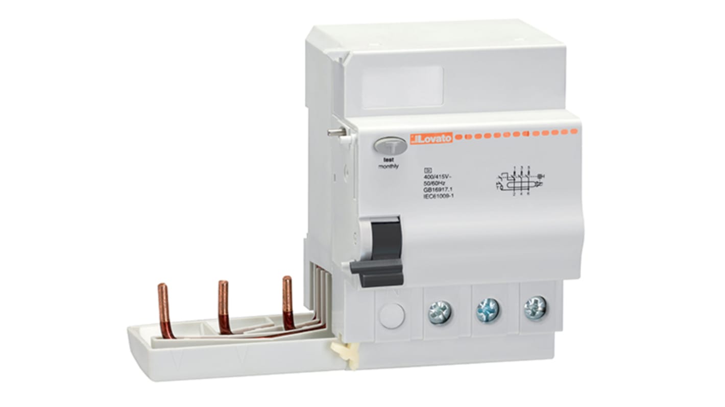 Interruttore magnetotermico Lovato P1RA2P40A300, 2 poli, 40 A, montaggio su guida DIN, protezione contro il fuoco.