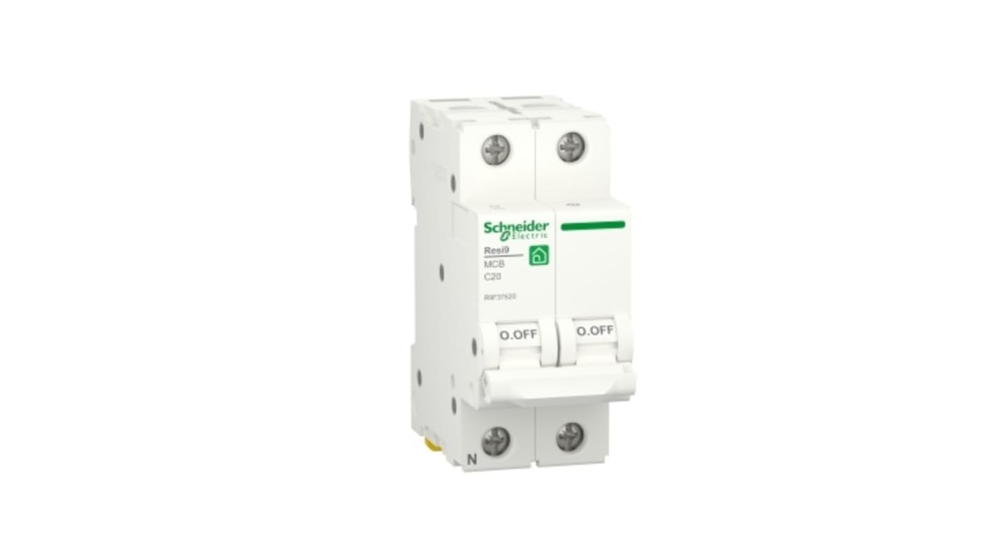 Interruttore magnetotermico Schneider Electric R9F37620, 1P 20A, montaggio su guida DIN, grado di protezione IP20.