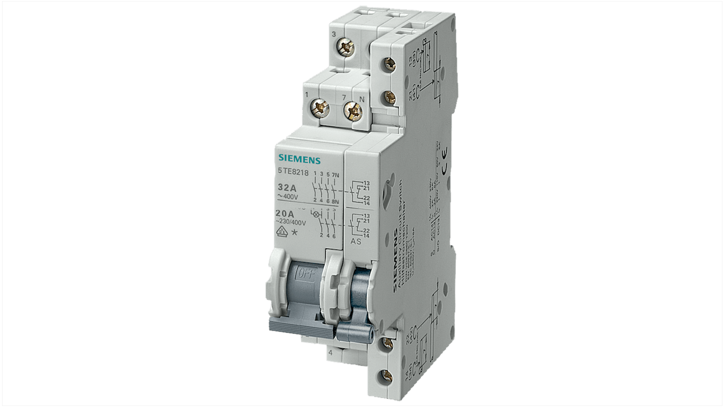 Interruttore sezionatore Siemens 5TE8118, 3 poli, 20A, per impianti industriali e distribuzione elettrica.