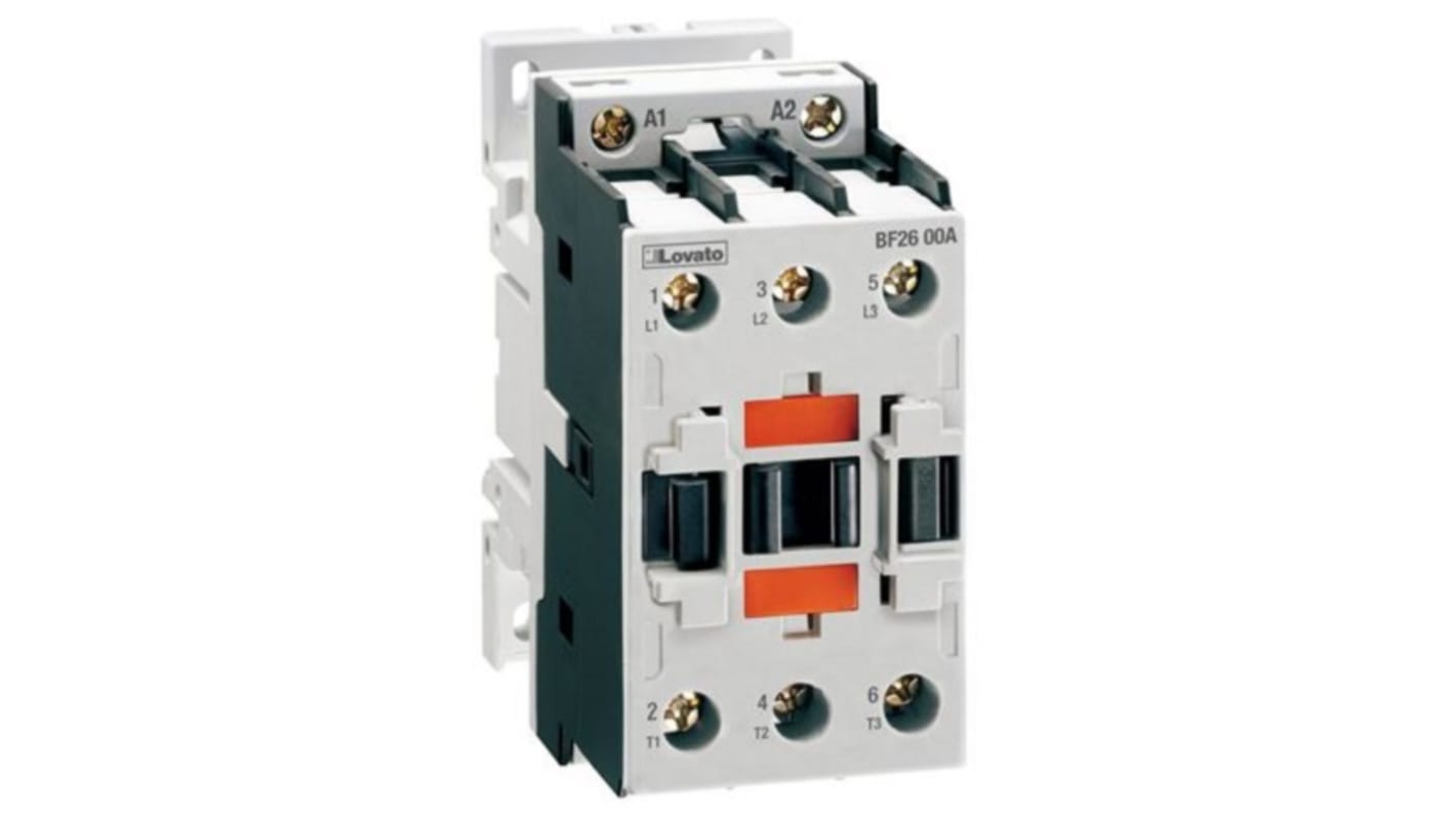 Contattore Lovato BF2600A400, 3 poli, 3 contatti normalmente aperti, corrente 26 A, tensione bobina 400 V c.a.