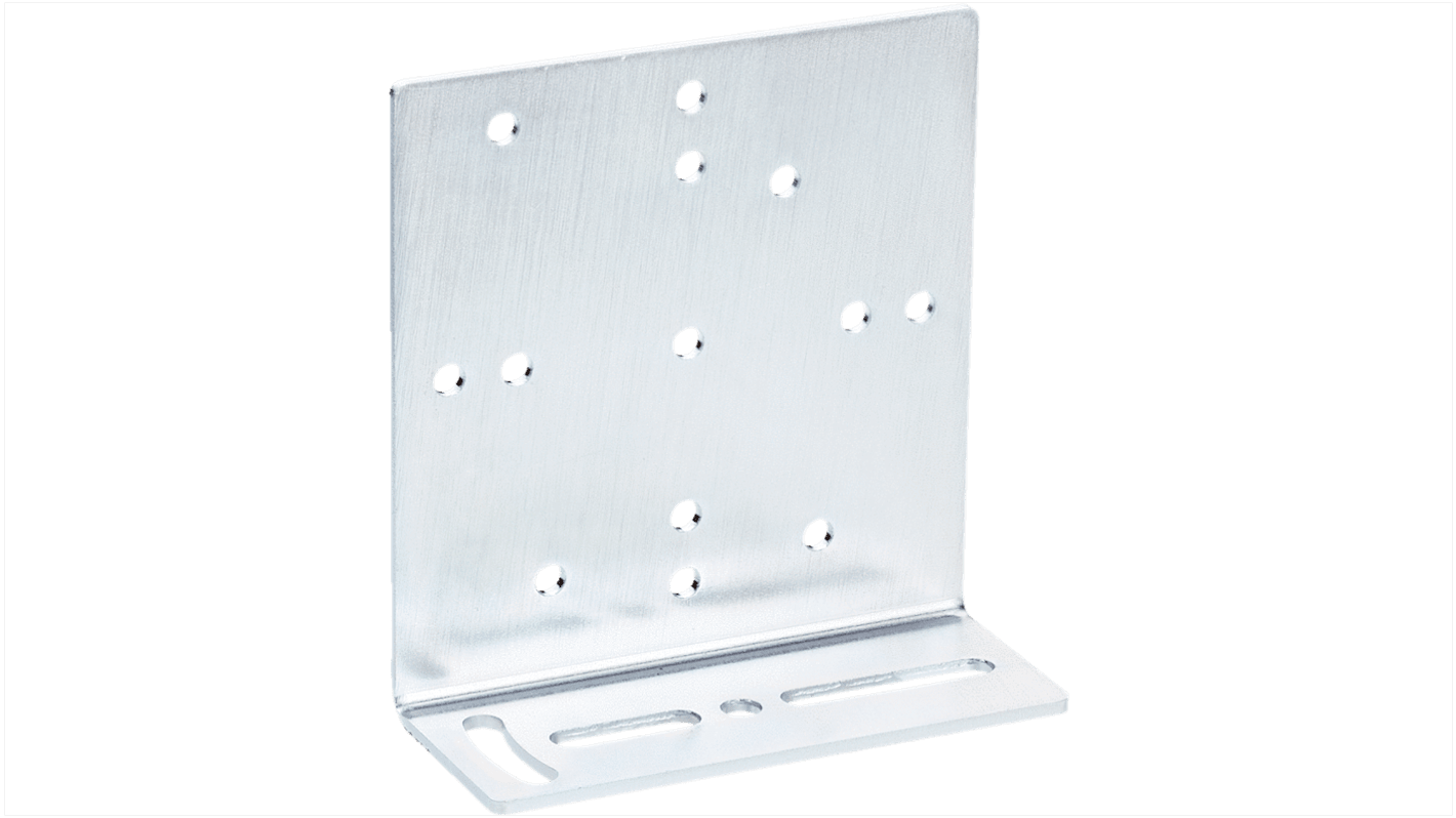 Staffa di montaggio Sick BEF-WN-REFX in acciaio zincato, progettata per sensori a blocchi, per applicazioni industriali.