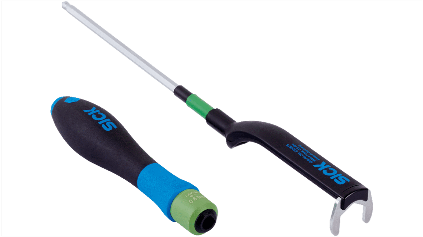 Chiave dinamometrica Sick TOOL-TW06M12AF13 per cavi M12, coppia di taratura 0,6 Nm, per un serraggio preciso e sicuro.