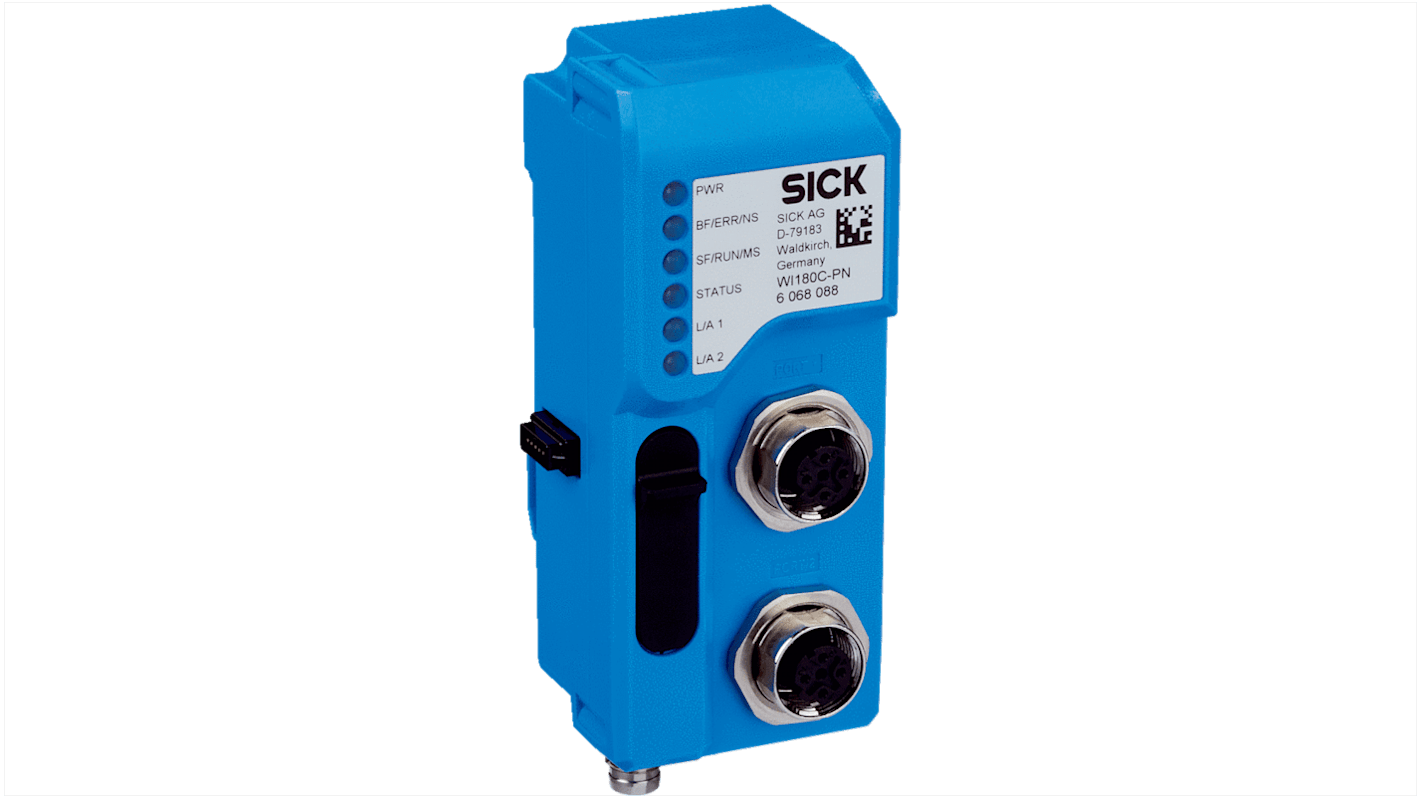 Accoppiatore EtherCAT Sick WI180C-EC per KTL180 E AOD1, con connettore M8, in policarbonato. Modulo bus di campo per WLL180T.