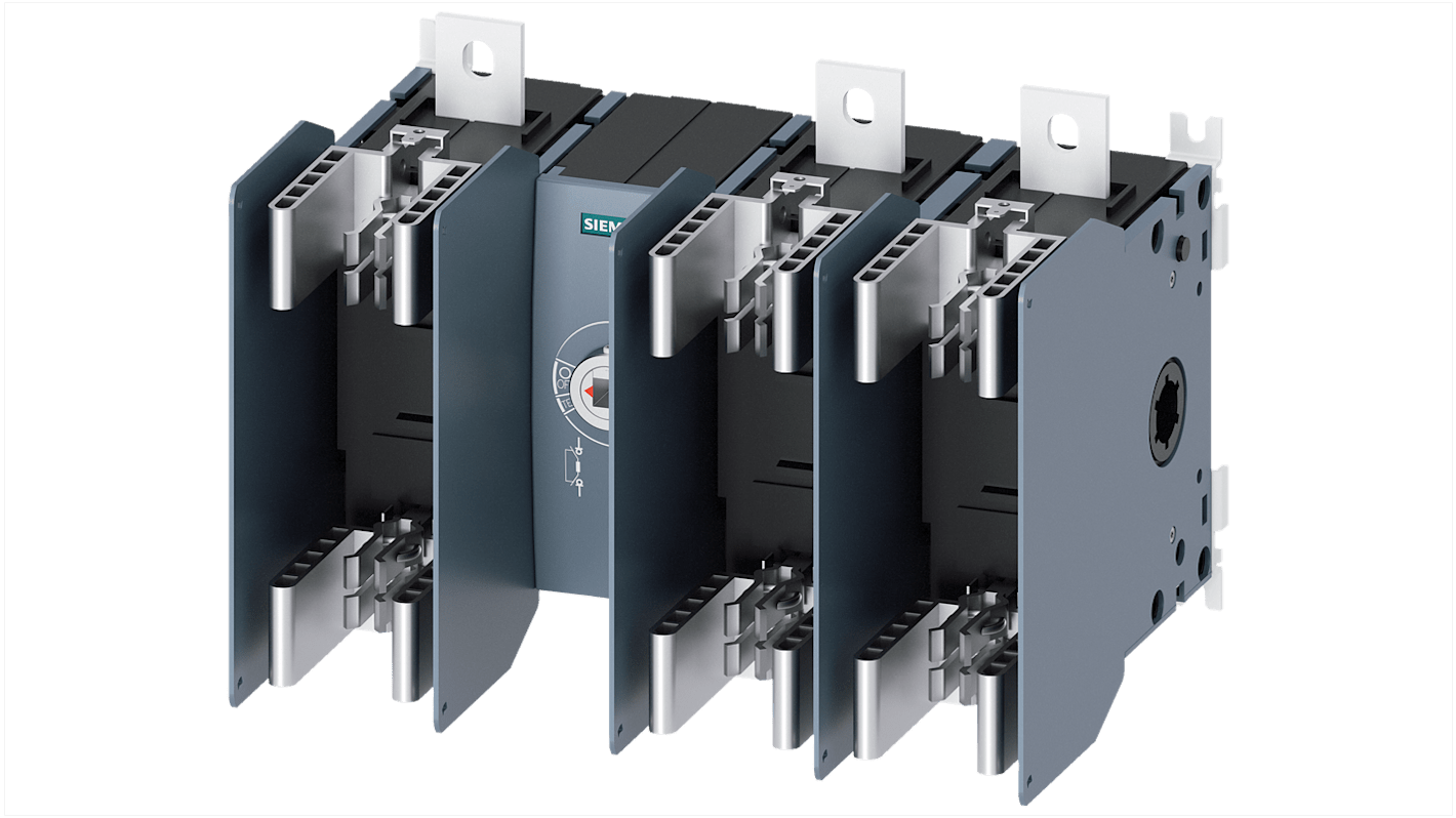 Sezionatore portafusibili Siemens 3KF4340-0MF51, 3 poli, corrente massima 400 A, compatibile con fusibili NH1 e NH2.