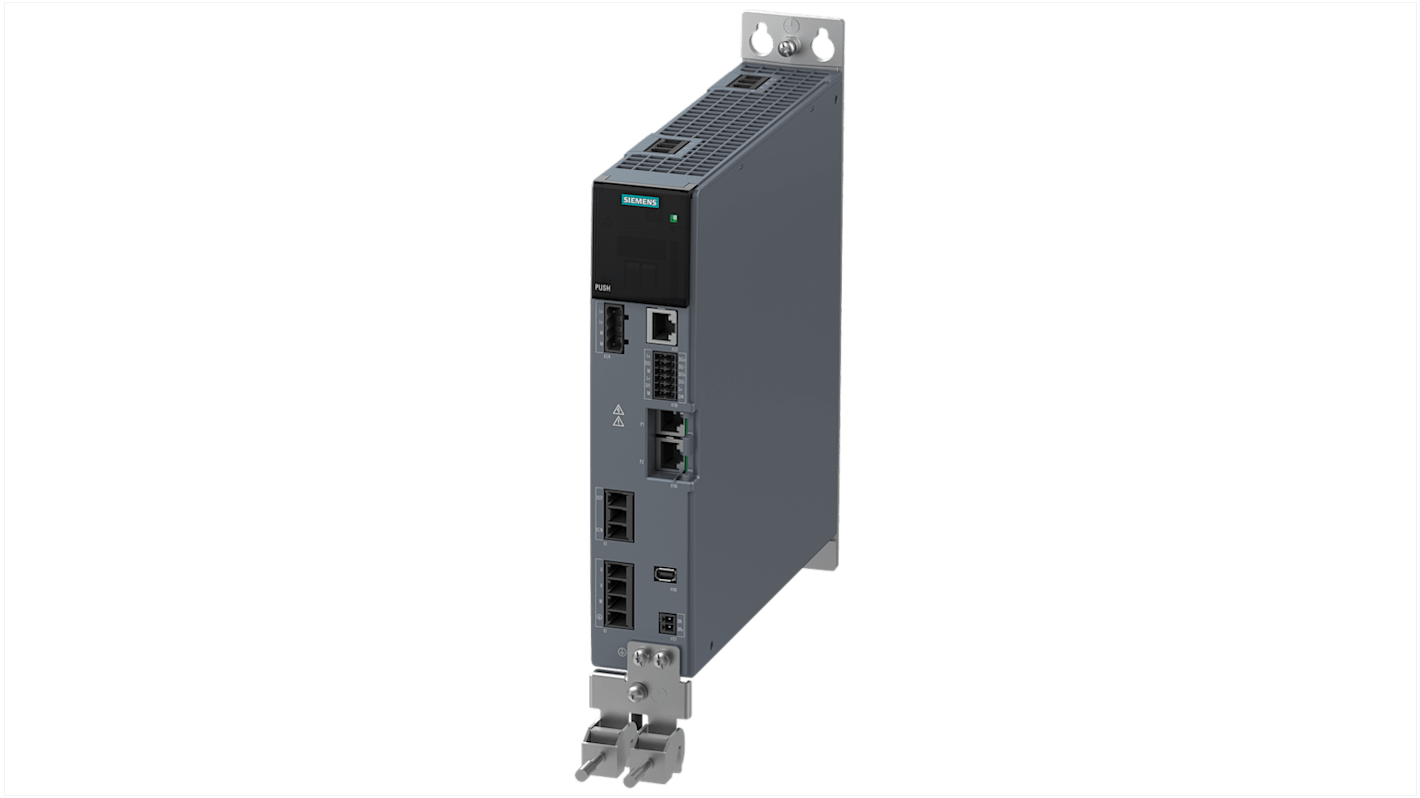 Servocomando Siemens 6SL3210-5HE11-0UF0, 3 fasi 1 kW 480 V 3,8 A per servomotori SIMOTICS S‑1FK2. Profinet RT/IRT per controllo con SIMATIC S7 e SIMOTION. Dimensioni: 50x273x223 mm.