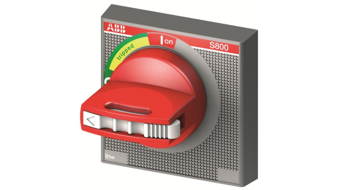 Manopola rotante ABB S800-RHE-EM, colore rosso, lunghezza 67 mm, per montaggio su porte S800B, S800C, S800HV e altri.
