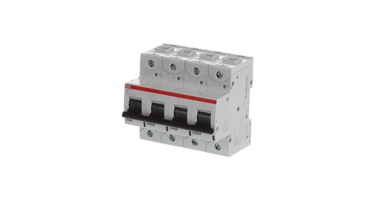 Interruttore magnetotermico ABB S804PV-SP5, 4 poli, 5A, 5kA, montaggio su guida DIN, grado di protezione IP20.