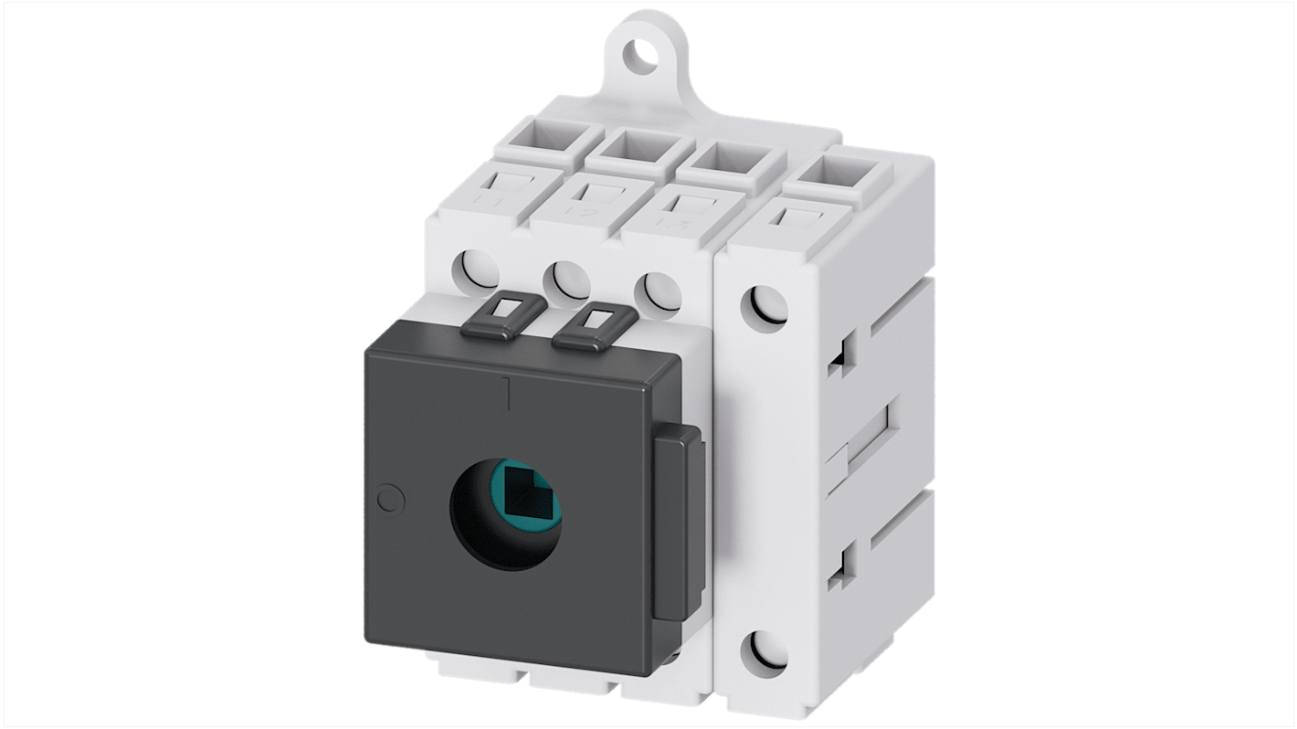 Sezionatore interruttore Siemens SENTRON 3LD3010-0TL05, 4 poli, corrente 16A, fusibile RK5, grado di protezione IP40.