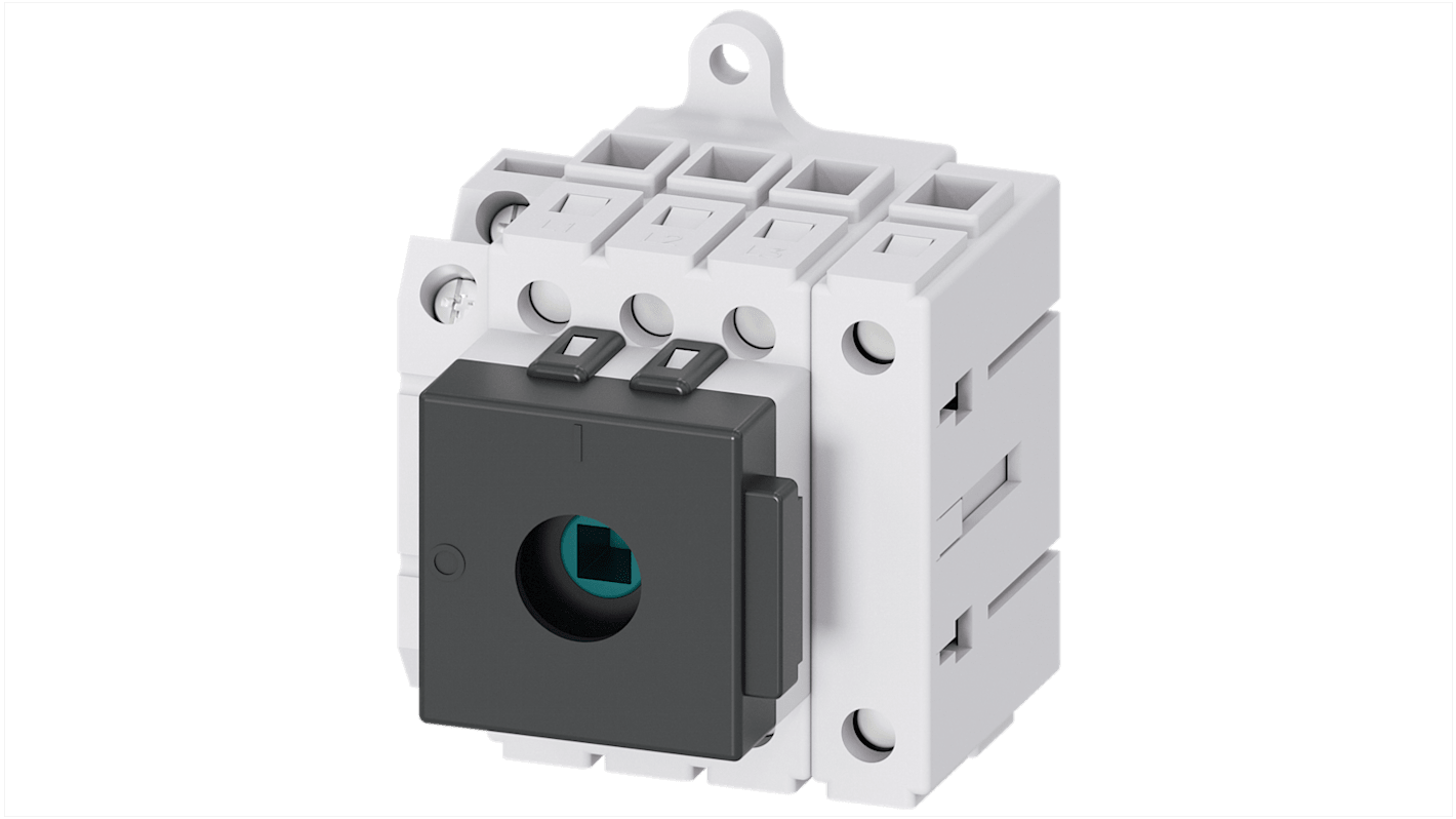 Sezionatore interruttore Siemens SENTRON 3LD3110-1TL05, 4 poli, corrente 25A, grado di protezione IP40.