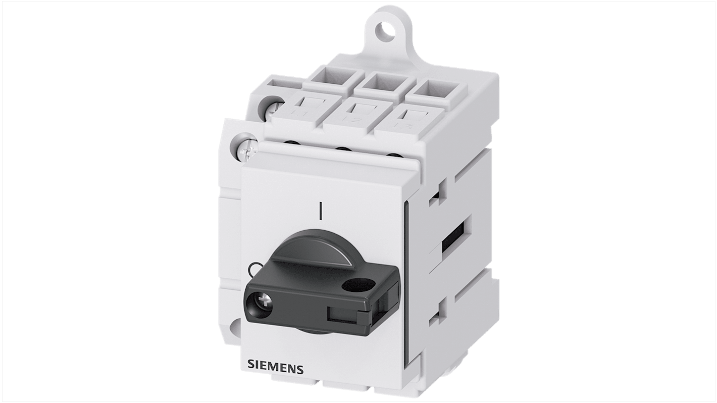 Sezionatore interruttore Siemens 3LD3230-1TK11, 3 poli, 32A, fusibile RK5, IP40, temperatura operativa -25 a 55 °C.