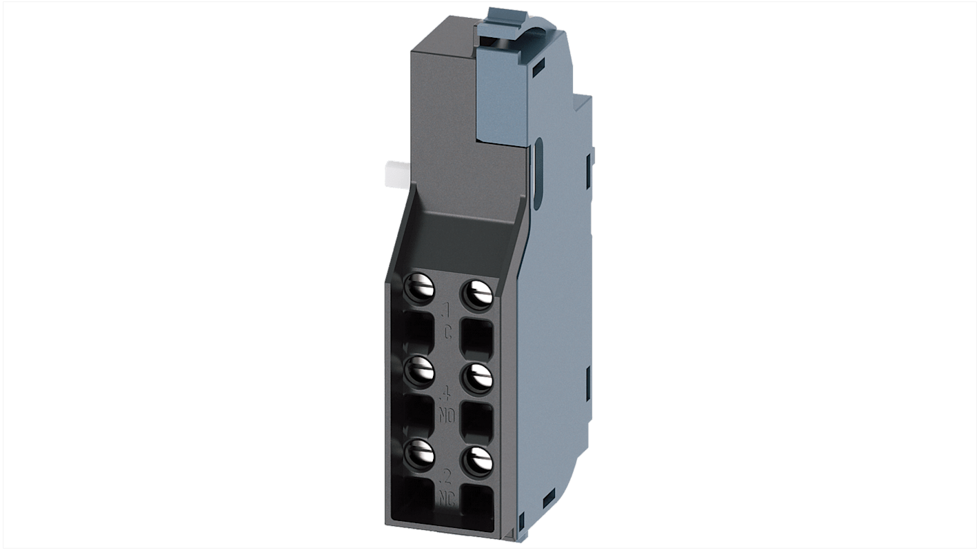 Contatto ausiliario Siemens 3VA9988-0AA21, 1NC/1NO, per serie SENTRON, corrente nominale 10 A, tensione 6 kV.