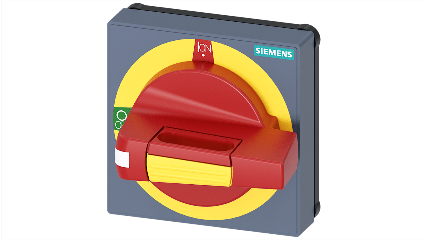 Manopola rotante Siemens 8UD1771-2AF05 per spegnimento di emergenza, colore rosso/giallo, dimensioni 45 mm, grado di protezione IP65.