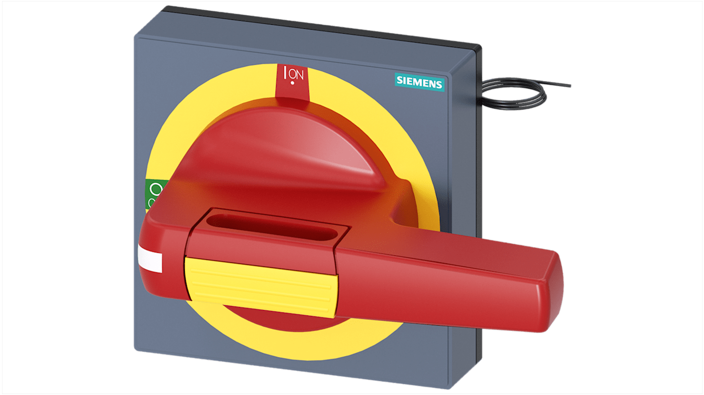 Manopola rotante Siemens 8UD1841-2CD05, colore rosso/giallo, per arresto di emergenza, misura 100 x 100 mm, compatibile con 3KD e 3KF.