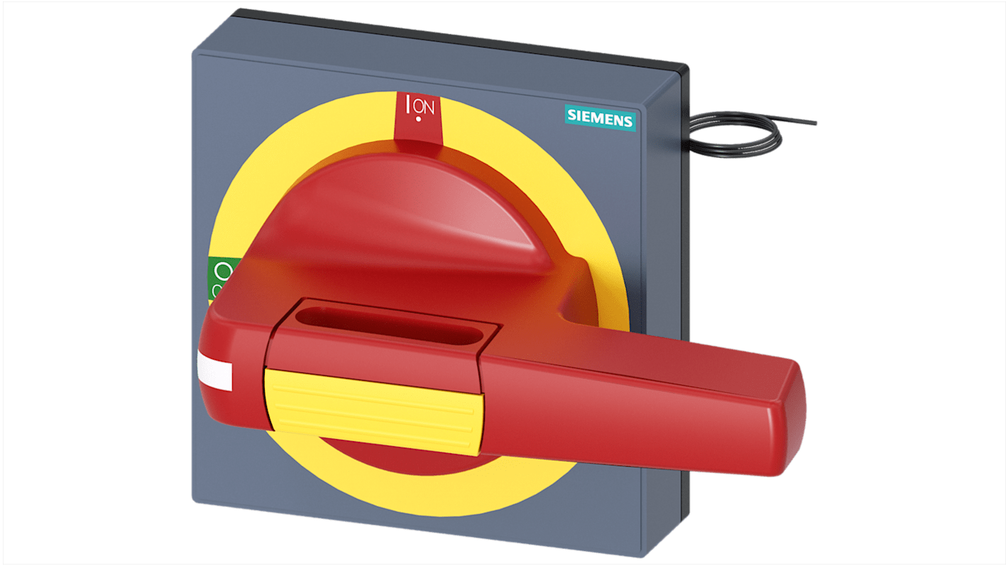 Manopola rotante Siemens 8UD1841-2CF05 per arresto di emergenza, colore rosso/giallo, misura 100 x 100 mm, compatibile con 3KD e 3KF.