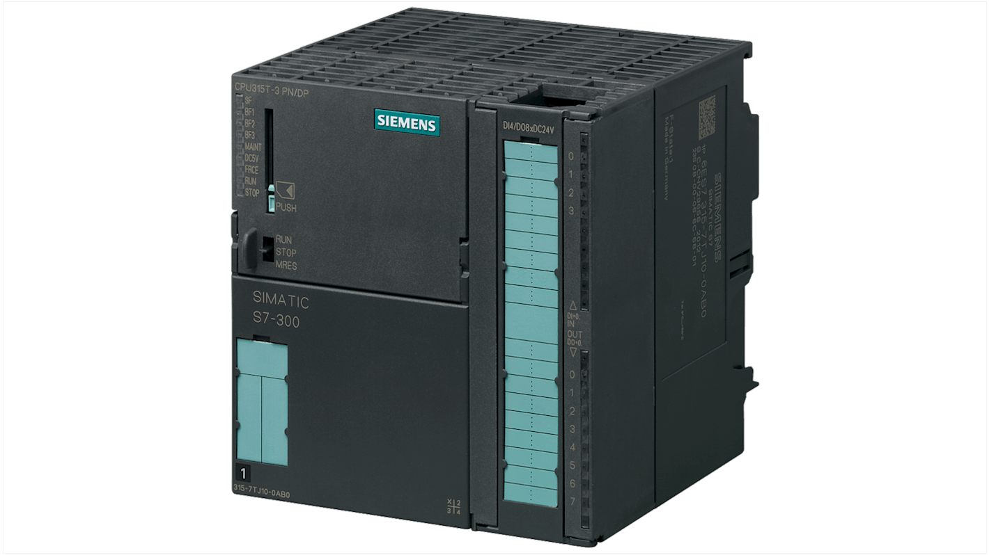 CPU PLC Siemens 6ES7315-7TJ10-0AB0 SIMATIC S7-300, 4 ingressi digitali, 8 uscite, alimentazione 24Vdc.