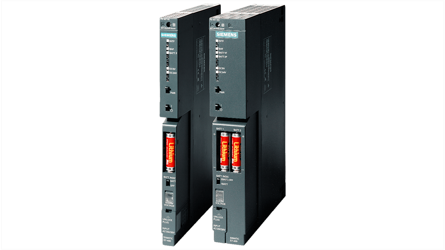 Alimentatore Siemens 6ES7405-0RA02-0AA0 per SIMATIC S7-400, 24/48/60 V c.c. in ingresso, 5/24 V c.c. in uscita, 168 W.