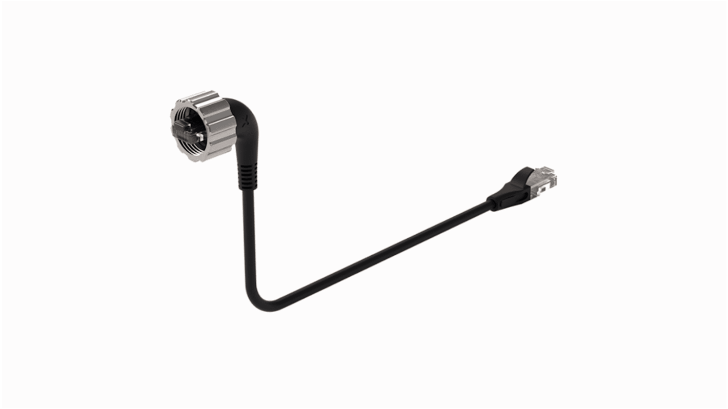 Cavo PoE Turck TXF-M22W-RJ45-5M, lungo 5 m, con connettore M22 angolato, compatibile con HMI e PLC TXF700.