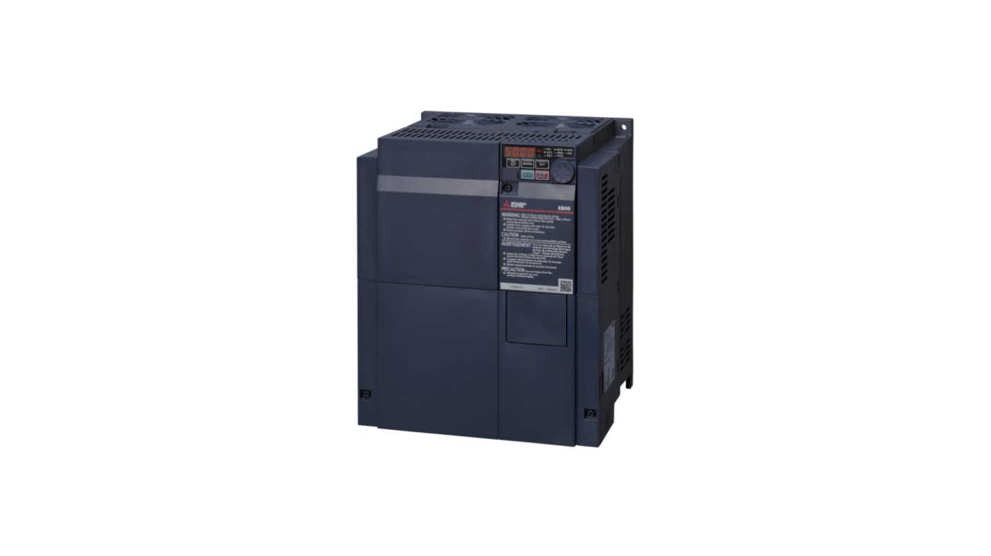 Modulo inverter Mitsubishi Electric FR-E840-0230-4-60, 11 kW, 3 fasi, 480 V, con display e comunicazione RS-485.