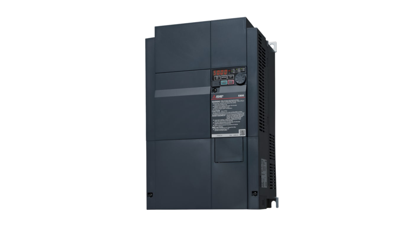Modulo inverter Mitsubishi Electric FR-E840-0440-4-60, 22 kW, 480 V, 3 fasi, con display e comunicazione RS-485.